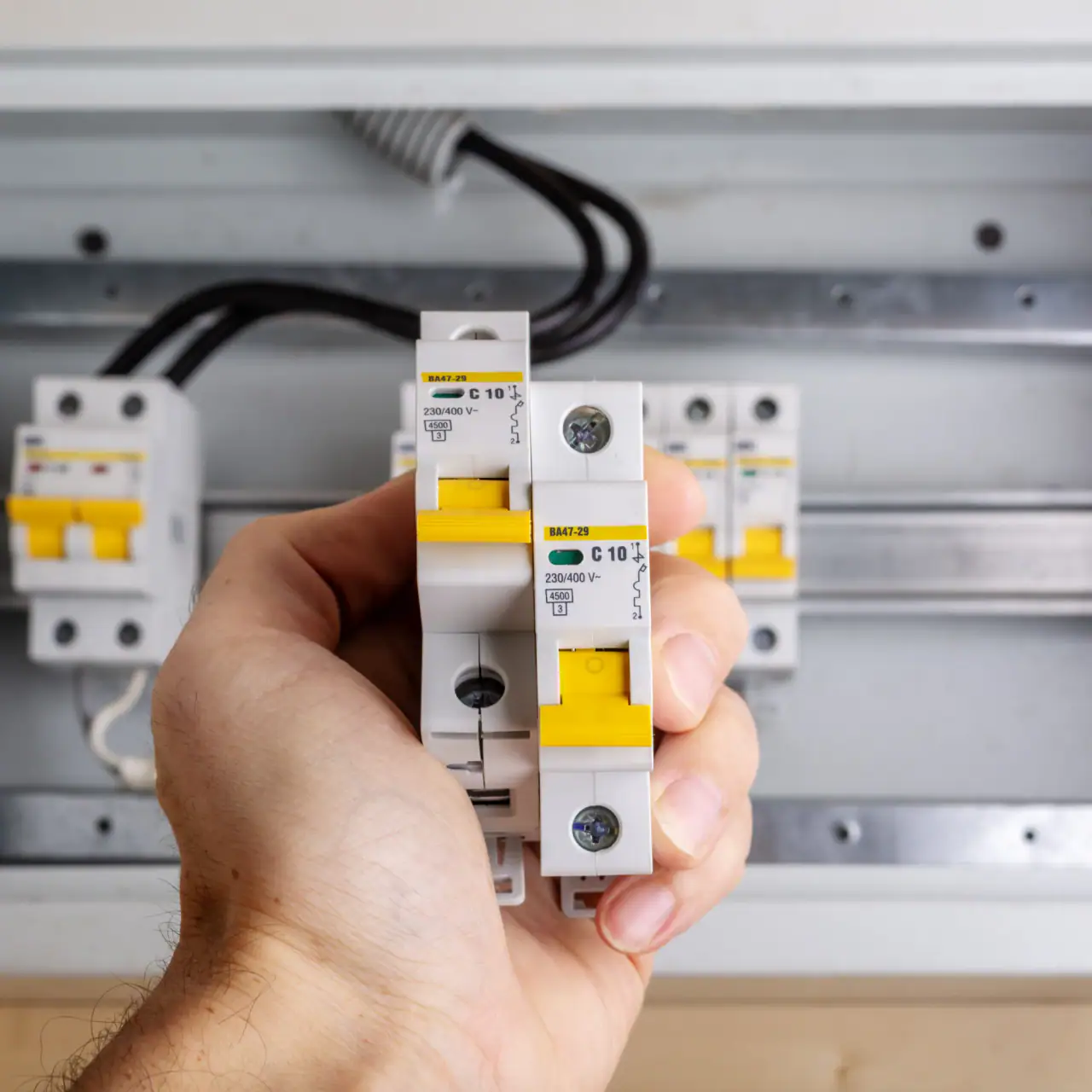 Circuit breaker being installed