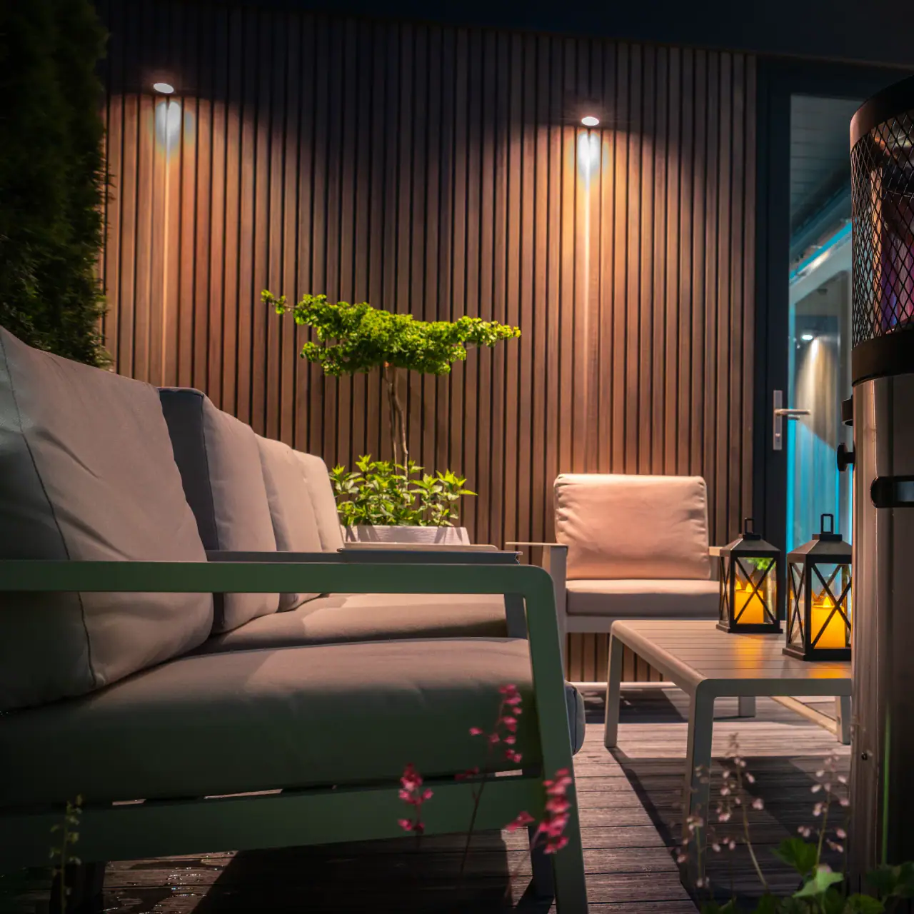 Patio with new lighting