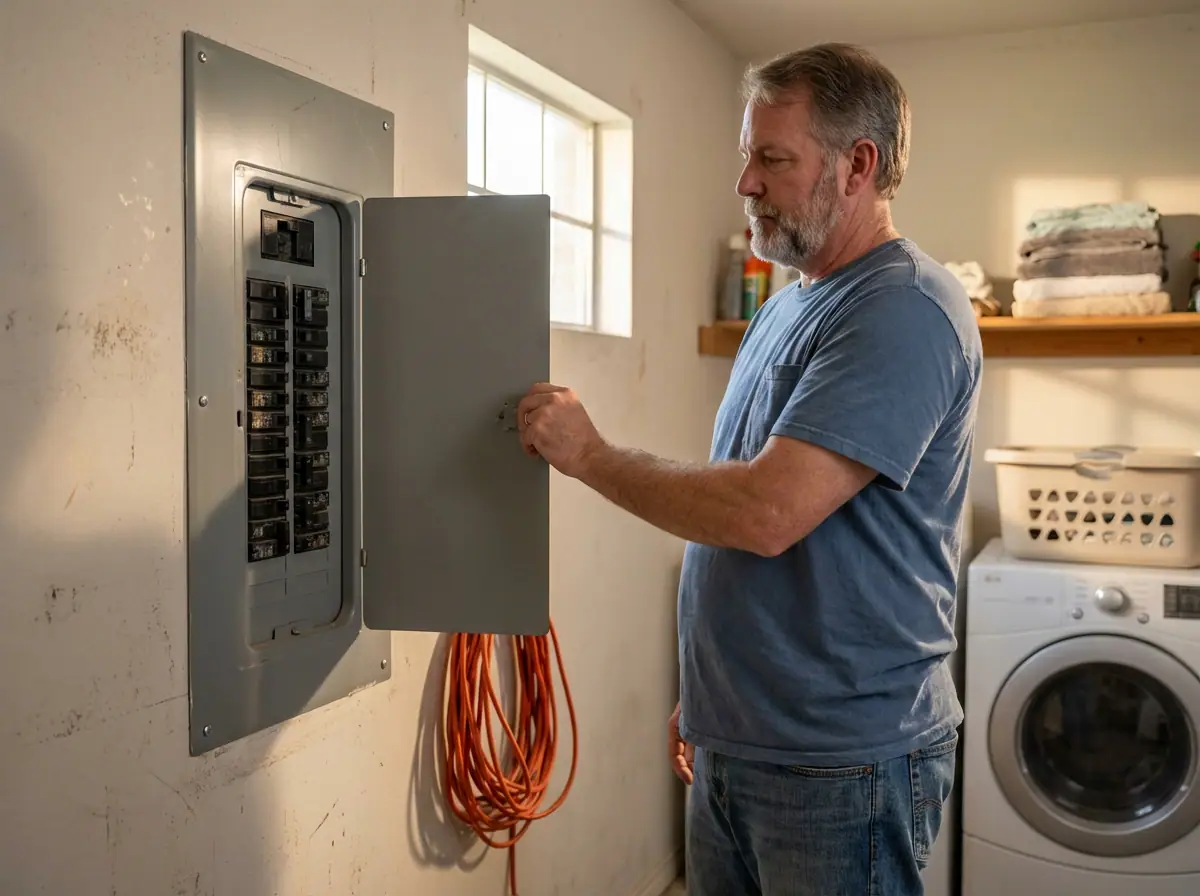 Main breaker showing a home electrical panel's amperage rating