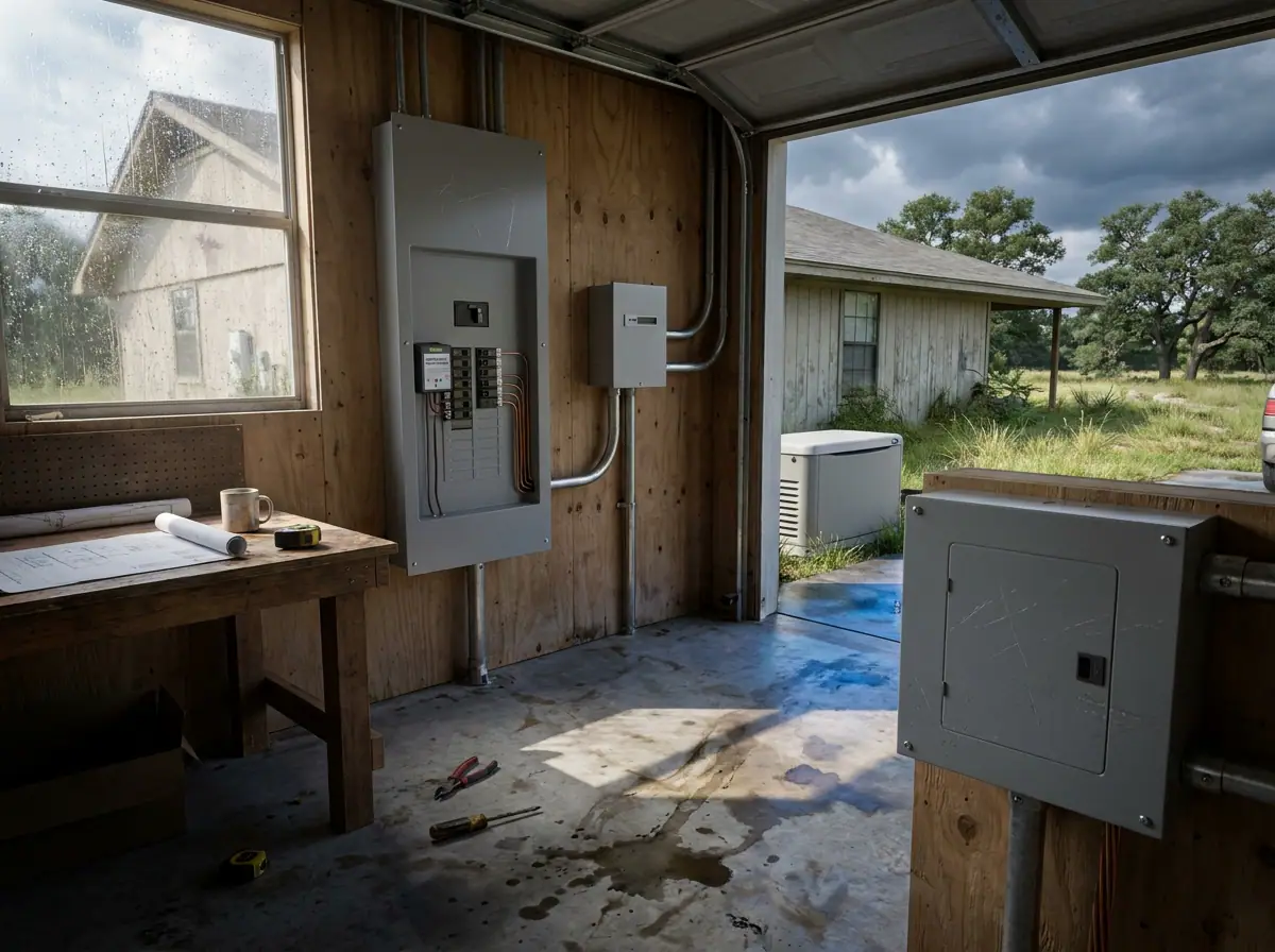 Whole-home surge protector and backup generator for a Granbury home